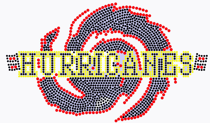 Rhinestone, Heat transfer, Rhinestone transfer, Rhinestone motif, Hot fix motif-Hurricanes