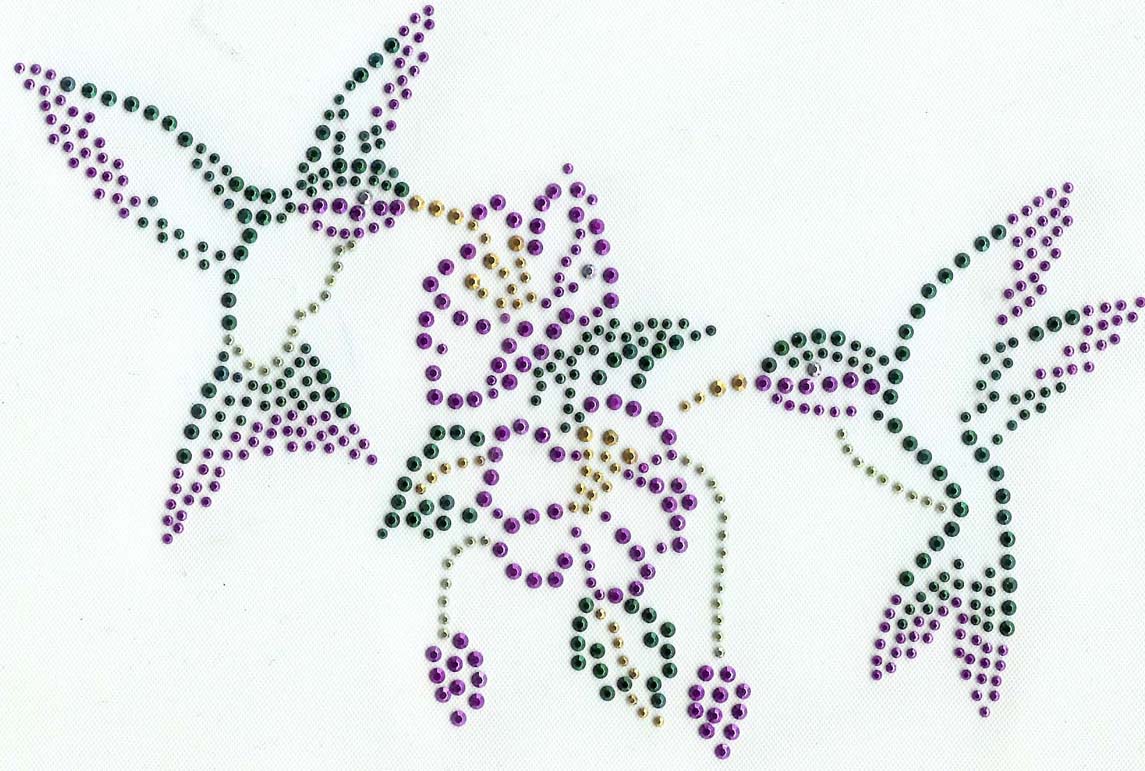 Rhinestone iron on motif, Rhinestone transfer, Rhinestone motif, Rhinestone-Birds