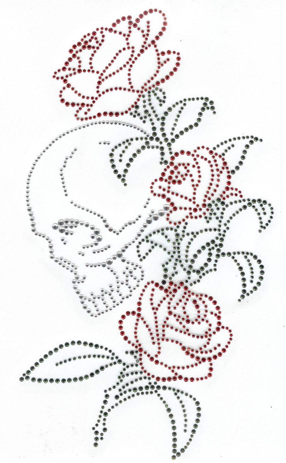 Transfer, Heat transfer, Rhinestone transfer, Iron on transfer, Hot fix motif-Skull&Rose